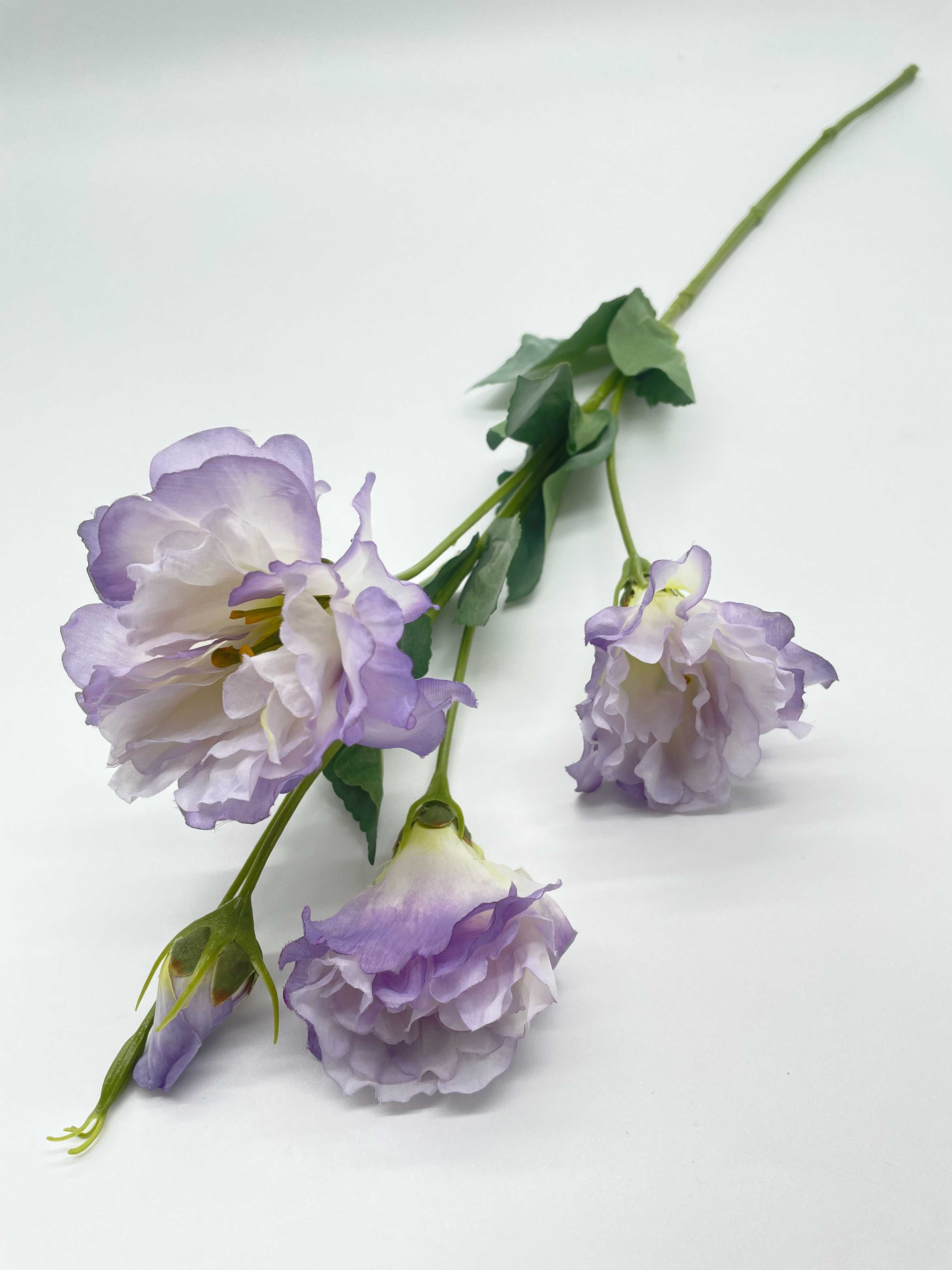 Eustoma Sztuczny Kwiat Wazon 68 cm Jasny Fiolet Gałązka