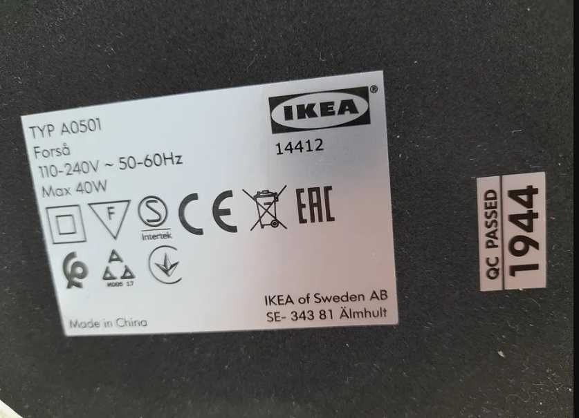 Lampka biurkowa FORSÅ IKEA biała