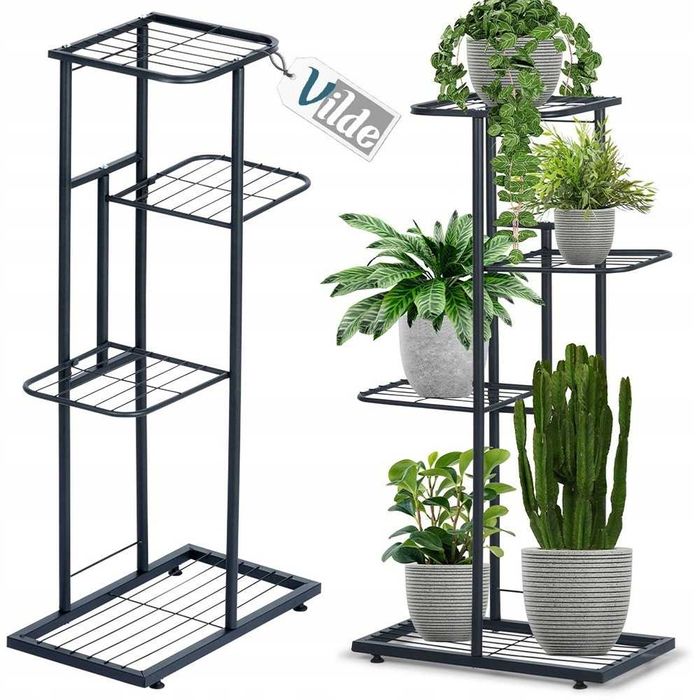 Kwietnik Metalowy 4-poziomowy Piętrowy Stojak Doniczki Rośliny Kwiatki