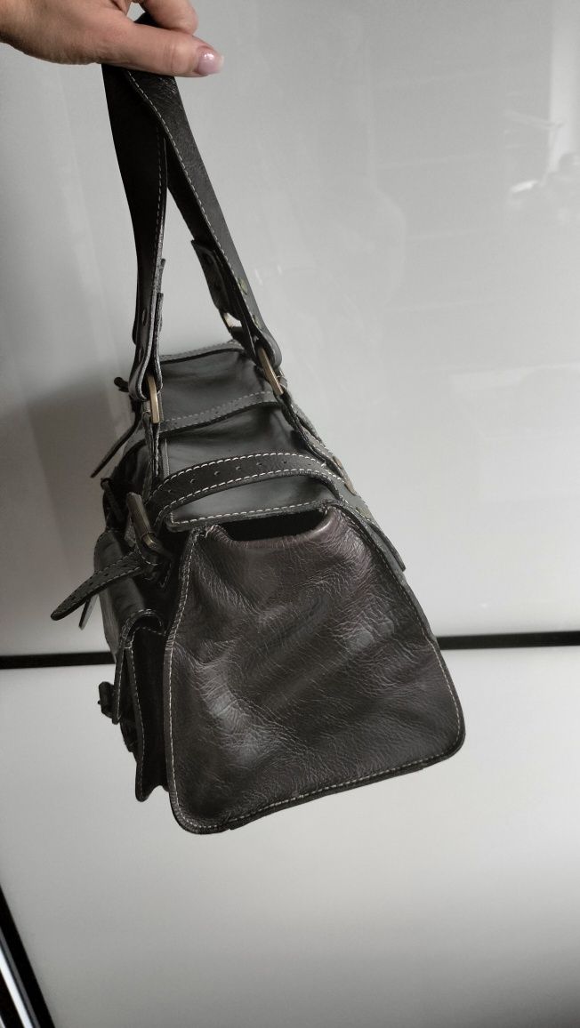 Skórzana torebka Mulberry roxanne czarna