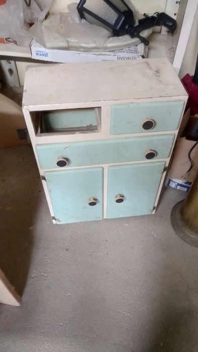 móvel vintage de WC, azul