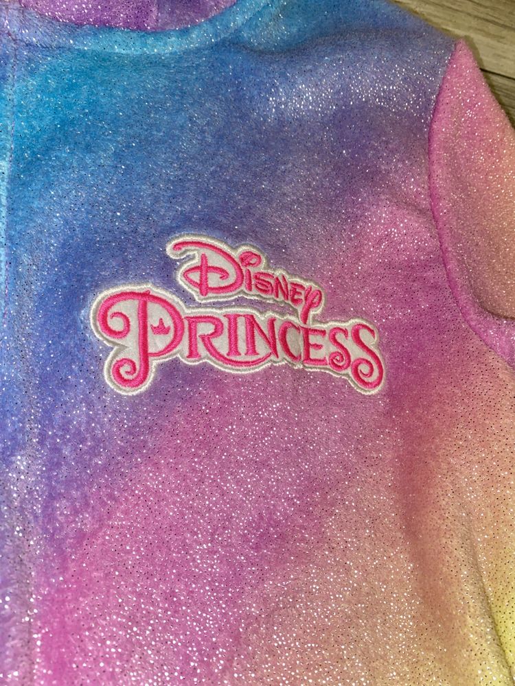 Радужный махровый халат халатик Disney Princess 140-146 р. 9-10 л.