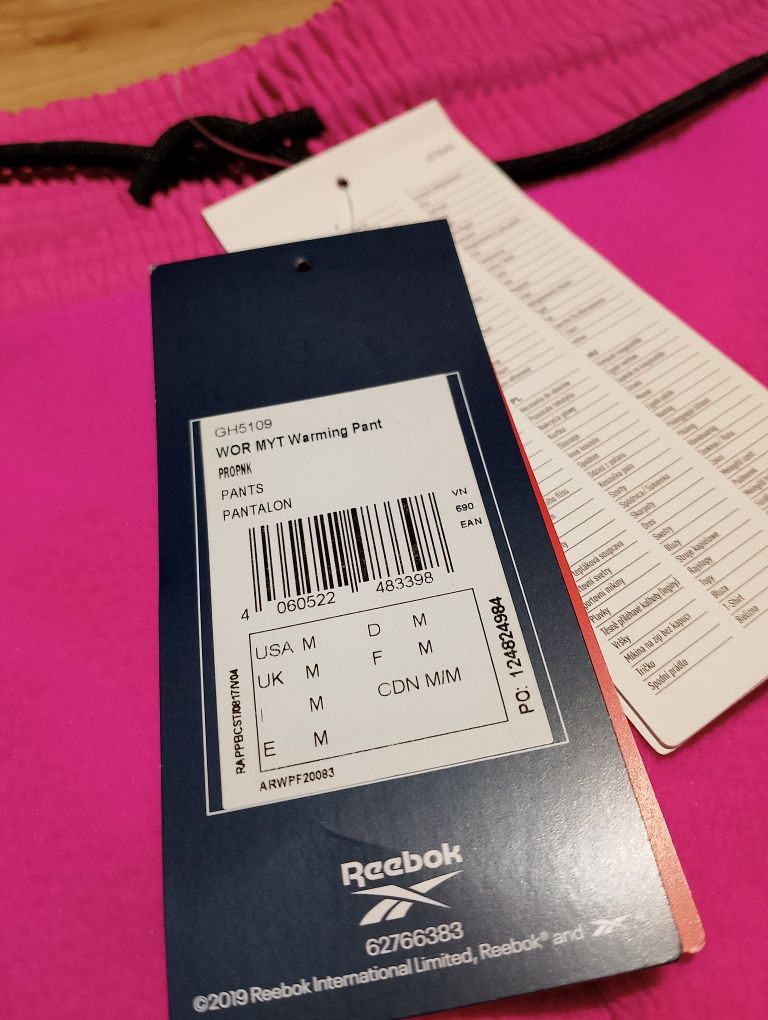 Nowe Różowe Damskie Spodnie Dresowe Z Polaru Reebok