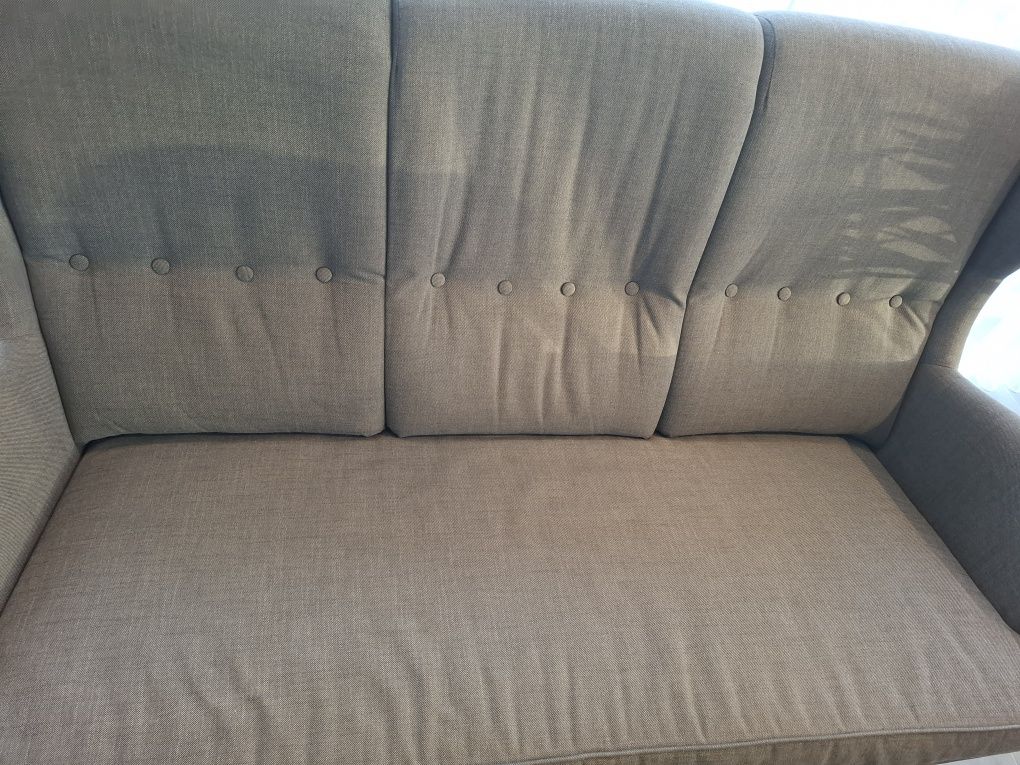 Zestaw Ikea Strandmon, sofa, uszaki, podnóżek
