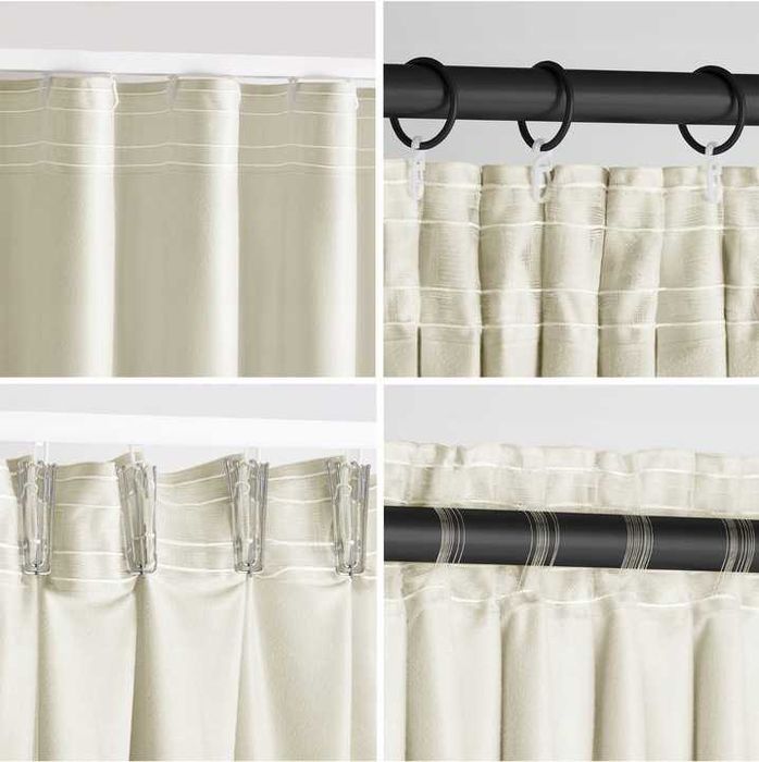 Zasłona welurowa velvet plus szarfa taśma wave multi 140x270 Kremowa