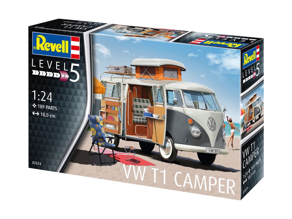 SAMOCHÓD model 1/24 Revell 07674 VW T1 CAMPER REV-07674