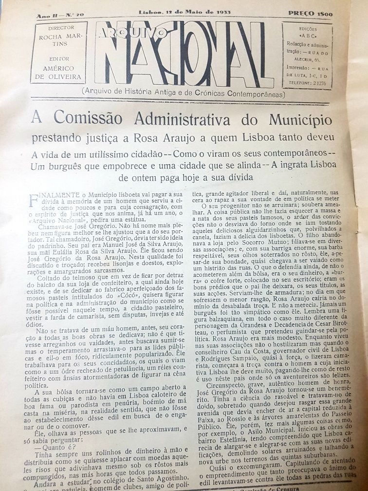 Revista Arquivo nacional n°20 Ano 1933