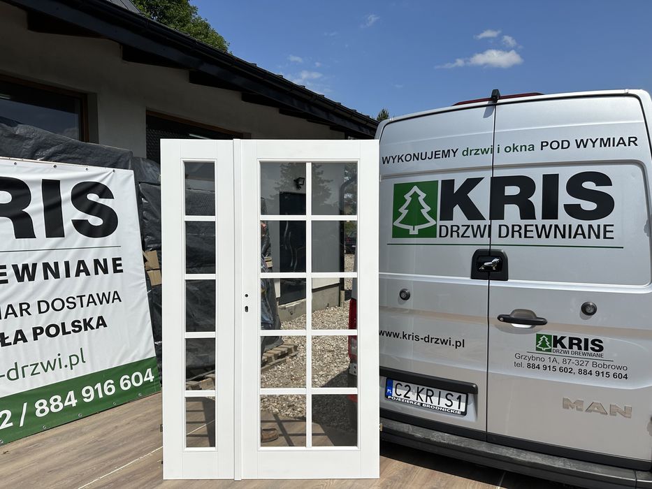 Drzwi drewniane dwuskrzydłowe NA WYMIAR białe dostawa  cała Polska