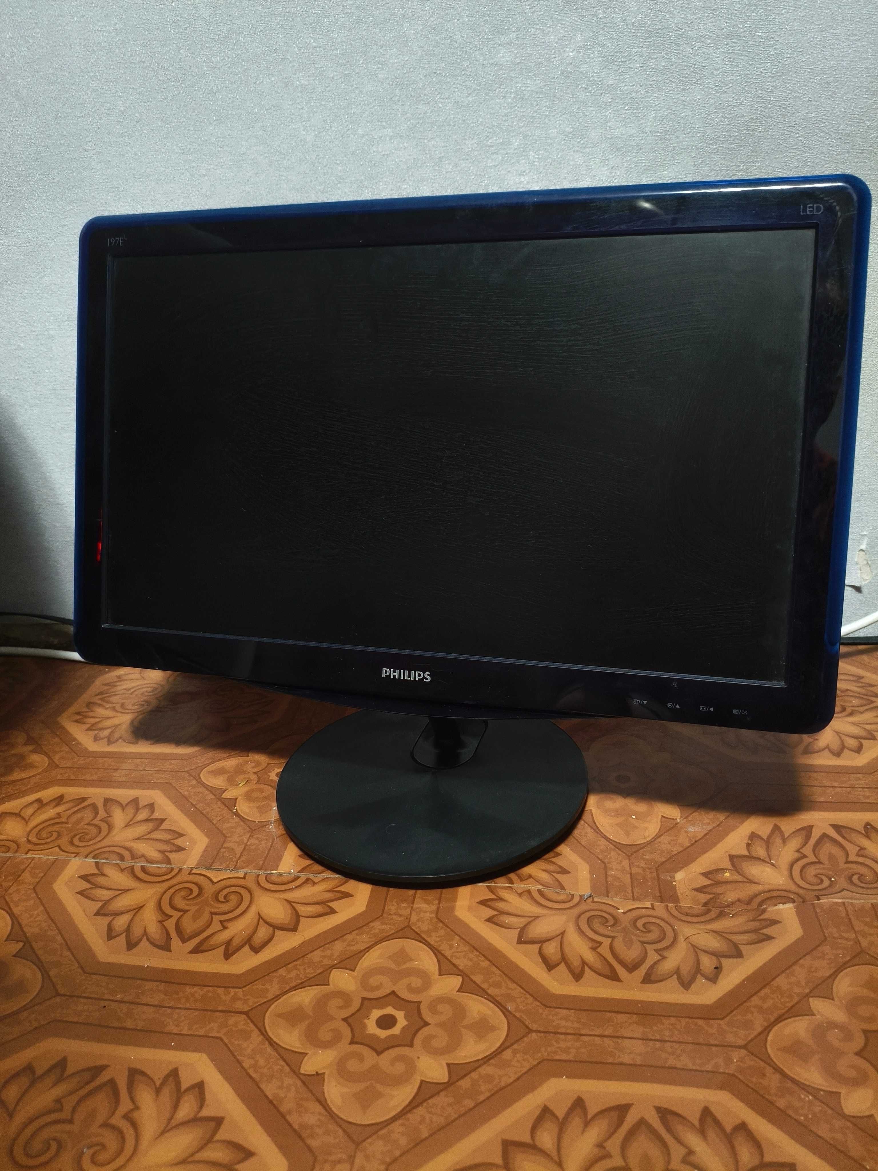 Монітор 19 LED TN, Philips 197E3L, 1366x768 (16:9), 5мс VGA, DVI,