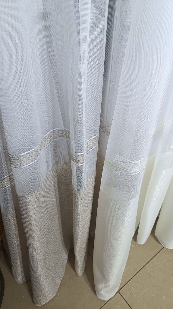 Firanki z metra GŁADKA+ BEŻ wys 280 cm  WYPRZEDAZ
