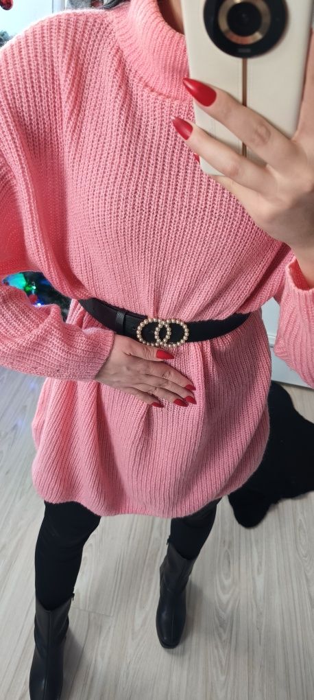 Sweter sukienka sweterkowa Moher H&M cukierkowy róż barbie 

Stan bard