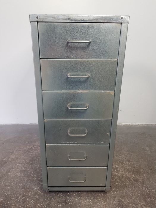 Szafka Metalowa Warsztatowa Gabinetowa - 6 szuflad -Mobilna na kółkach