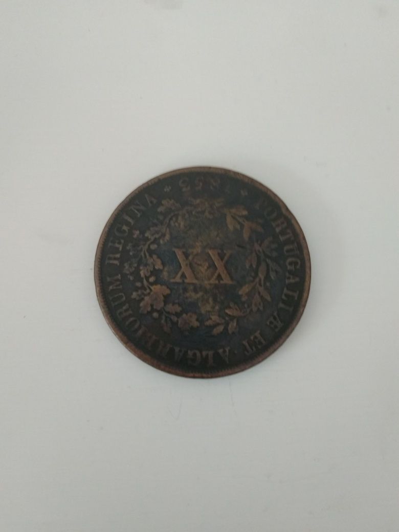 Moeda XX Reis cobre 1853