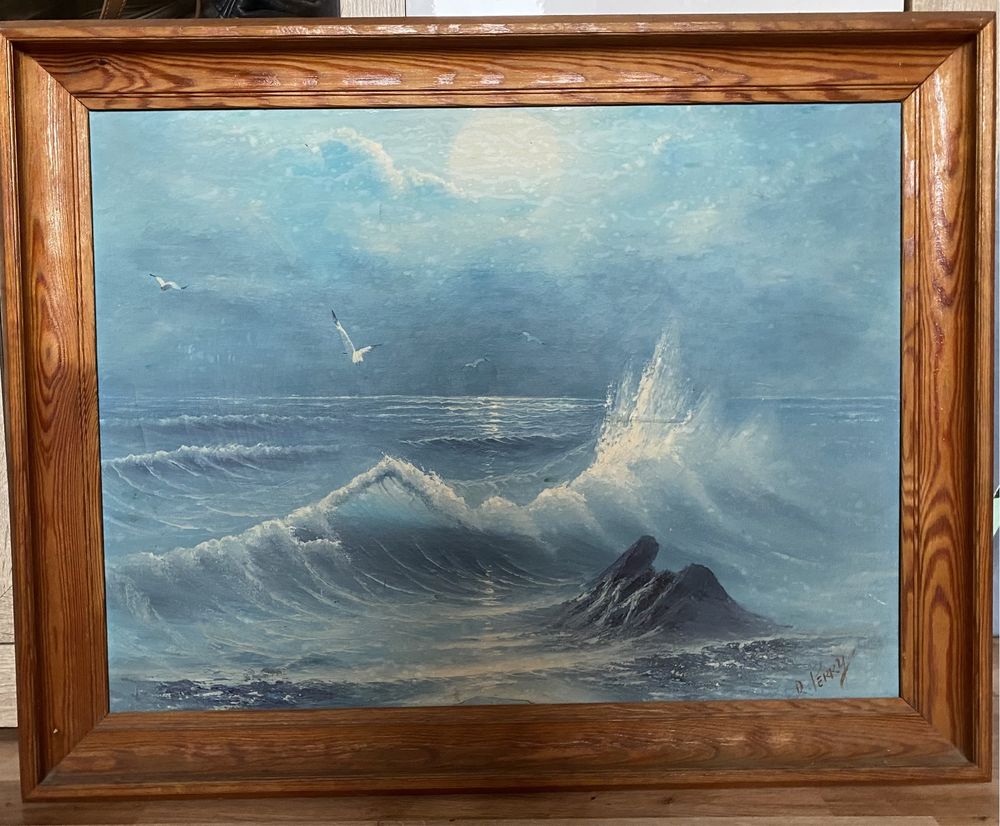Obraz morze fale olej na płótnie D. Perry