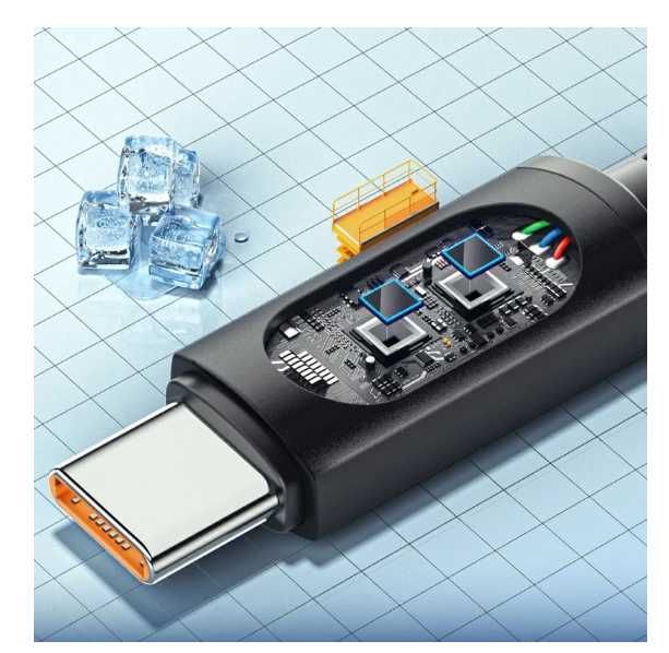 Кабель/Провод ESSAGER Led (USB -TypeC) 5А 100W 1 метр быстрая зарядка