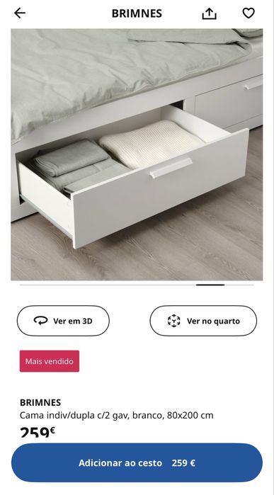 Cama Brimnes Ikea Solteiro/Dupla