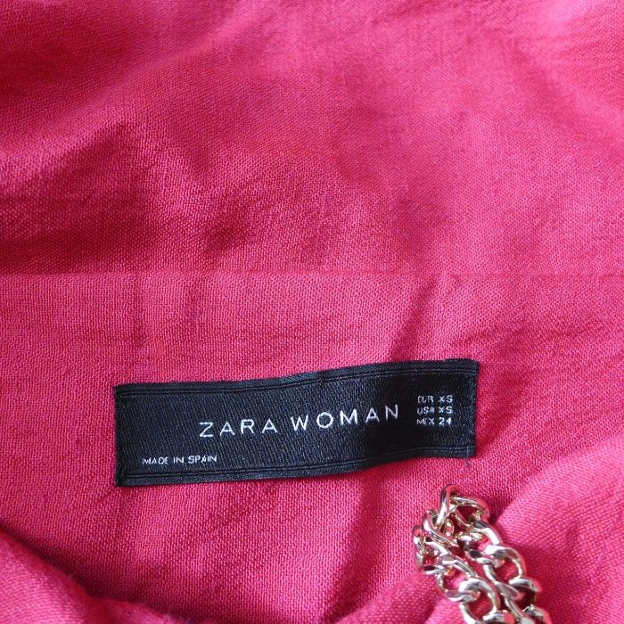 ZARA XS 34 lniana kurtka marynarka żakiet bluza LEN cyklamenowy kolor