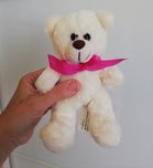 Biały miś z różowa kokardą 17cm