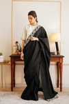Czarne bawełniane sari saree saari Bollywood Indie orient suknia