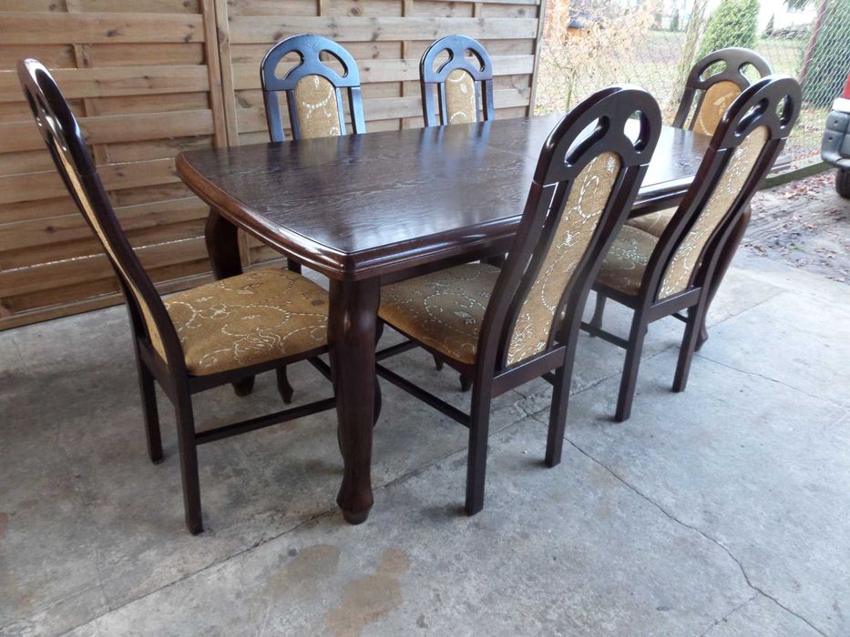 masywny dębowy stół ludwikowski 6 krzeseł stan bdb wysyłka dowóz