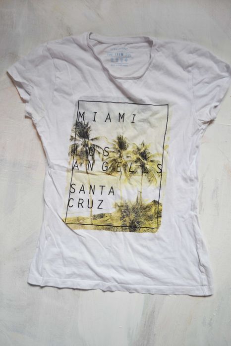 biała koszulka Miami LA Santa Cruz tshirt print S