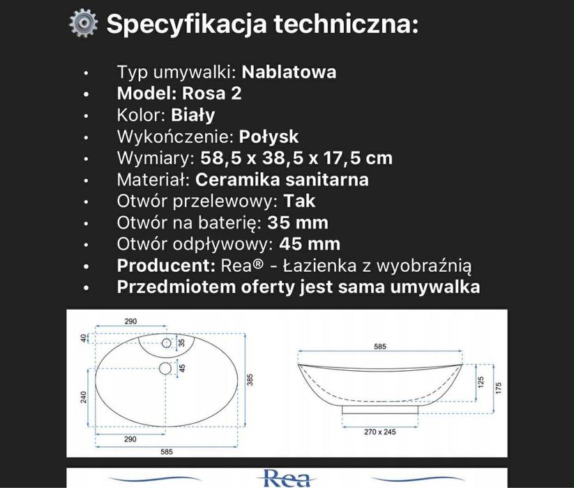 Umywalka nablatowa z baterią