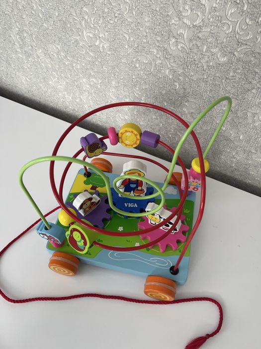 Дерев'яний лабіринт-каталка Viga Toys, машинка