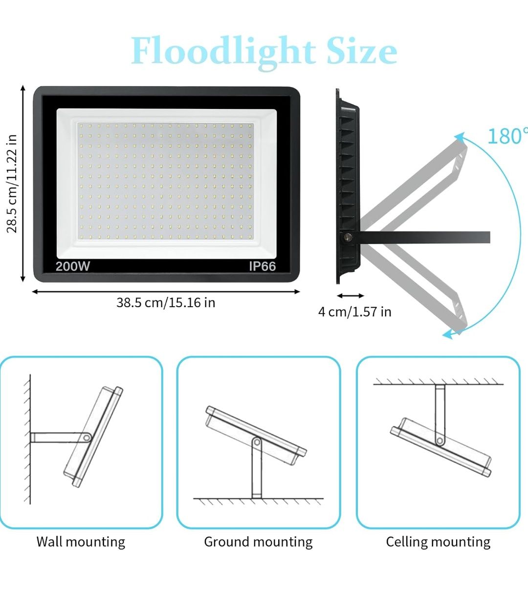 Reflektor zewnętrzny LED treoir, 200 W, 6000K zimna biel