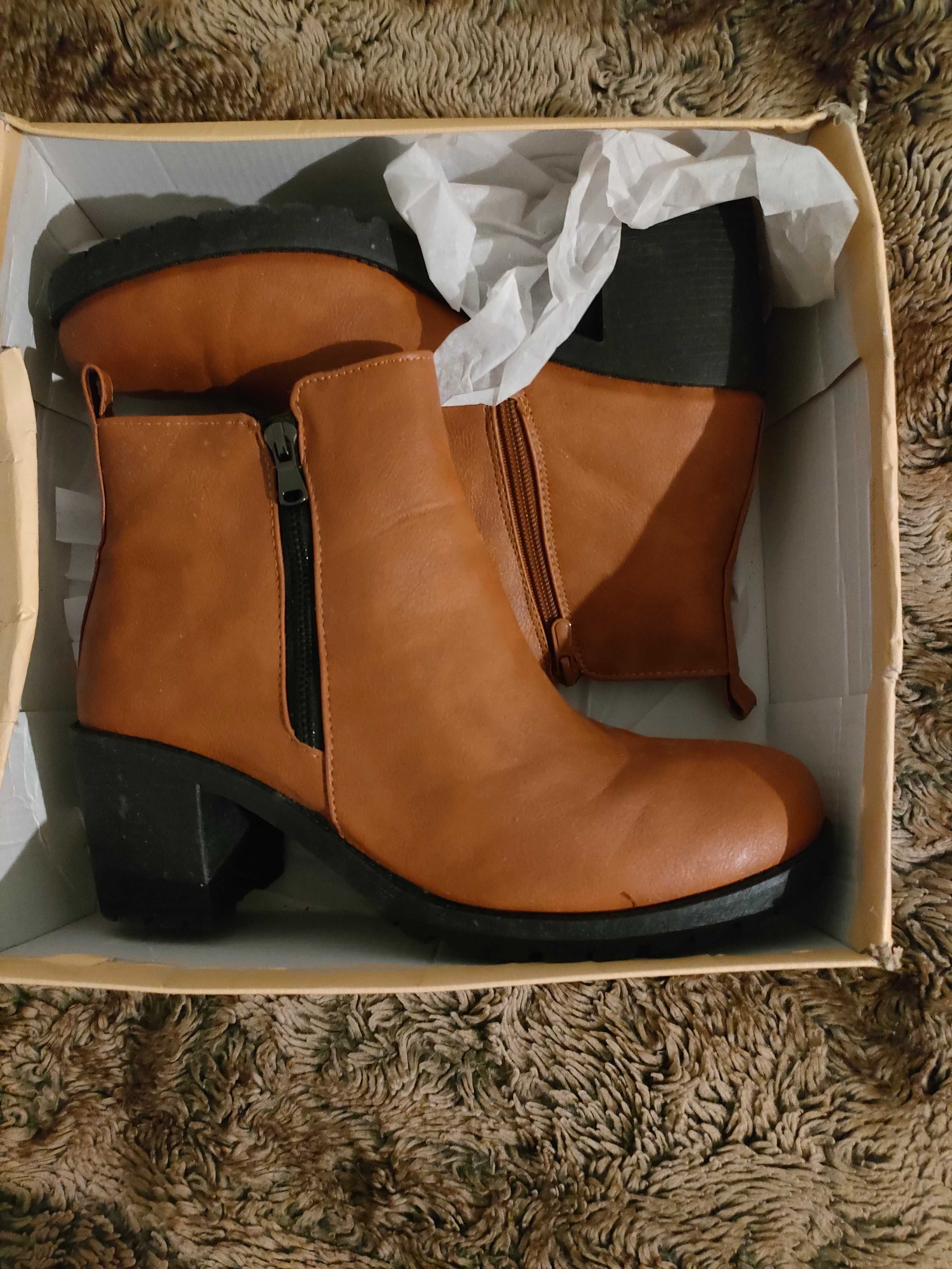Buty botki kozaki camel brąz 41