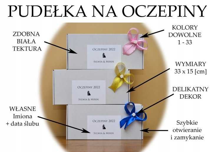 ELEGANCKIE BIAŁE pudełka na oczepiny dla PANA MŁODEGO na muchę, krawat