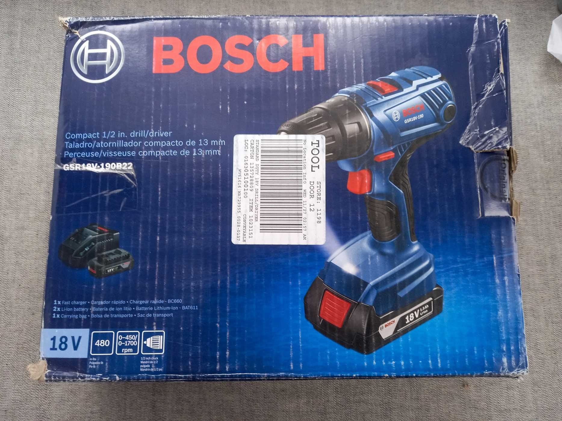 Шуруповерт оригинальний Bosch 18V GSR18V-190B22 + 2 акумулятори