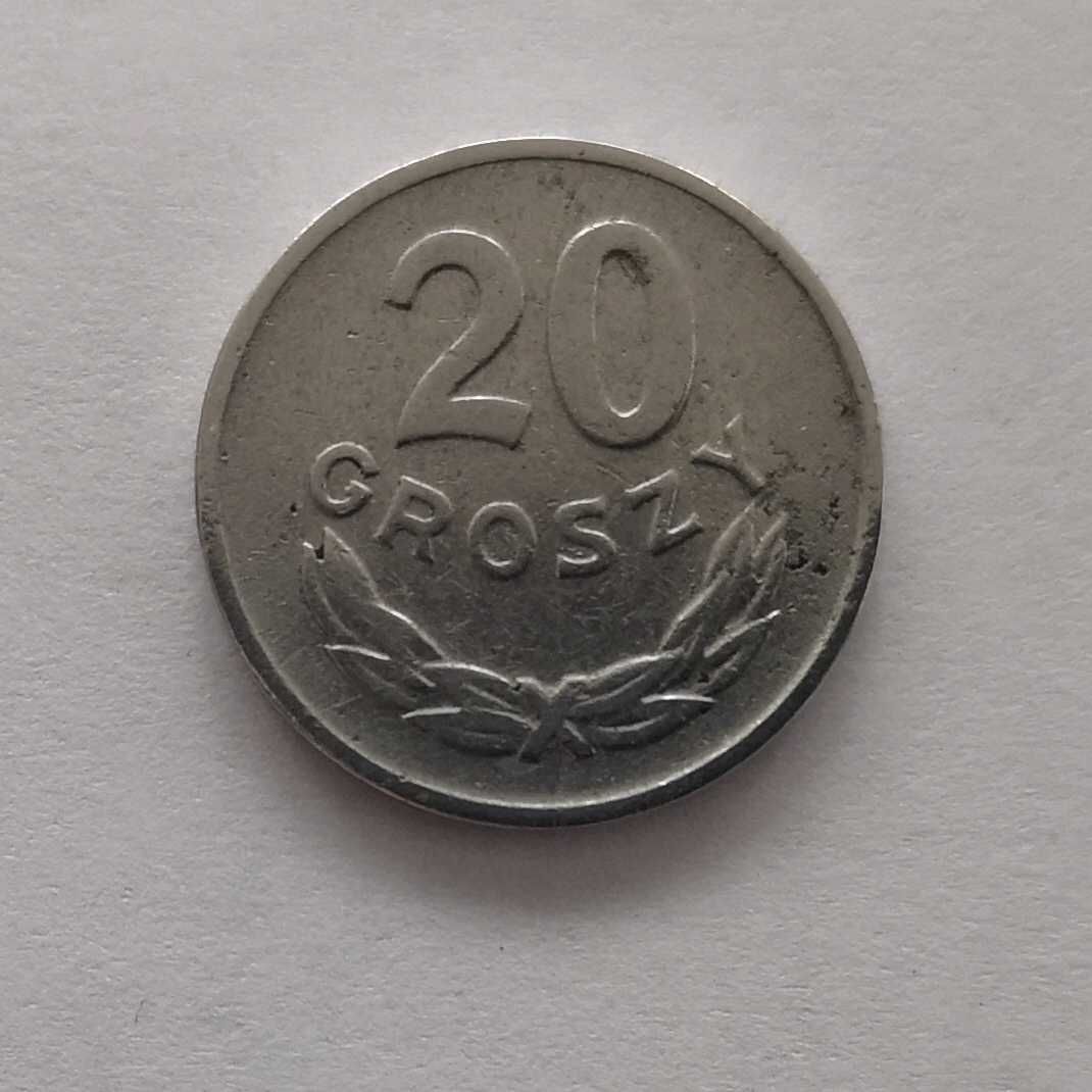 Moneta PRL 20 groszy 1967r.Al. Stan monety widoczny na zdjęciach.