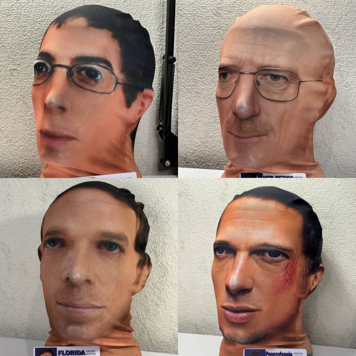 Маски 3d 360° Mclovin Tyler durden, Walter white,Dexter,  мактрахер