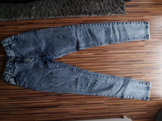 Spodnie jeans marmurki, elastan F&F 12 lat