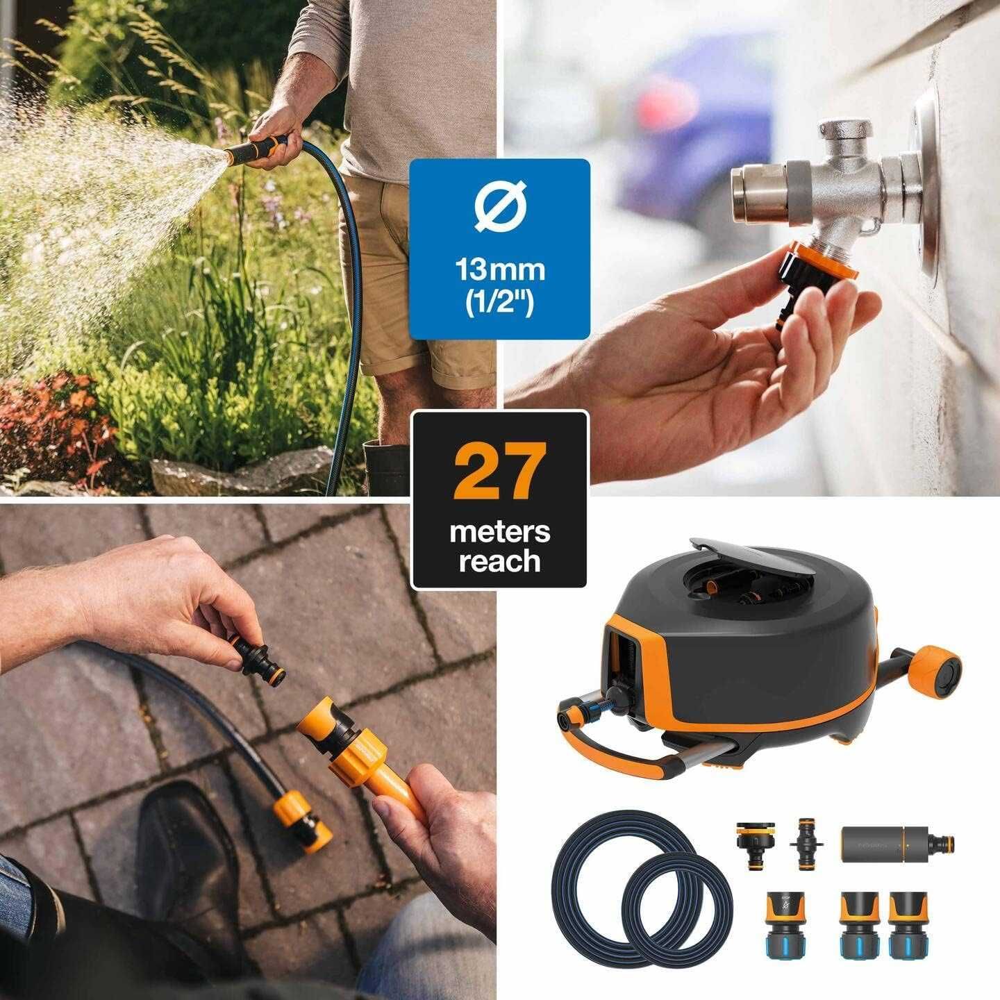 Nowy FISKARS Automatyczny bęben z wężem XL z kółkami