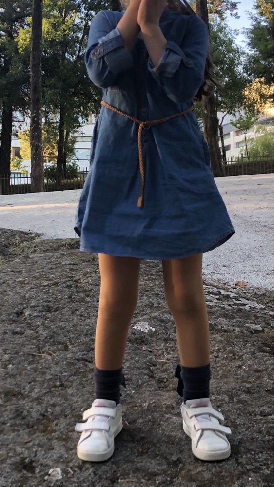 Vestido / Túnica de ganga de menina