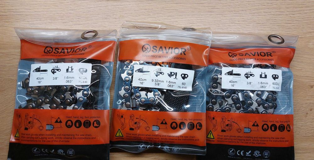 SAVIOR 3 łańcuchy do piły 3/8" 1,6 mm 60 TG do szyny 40 cm