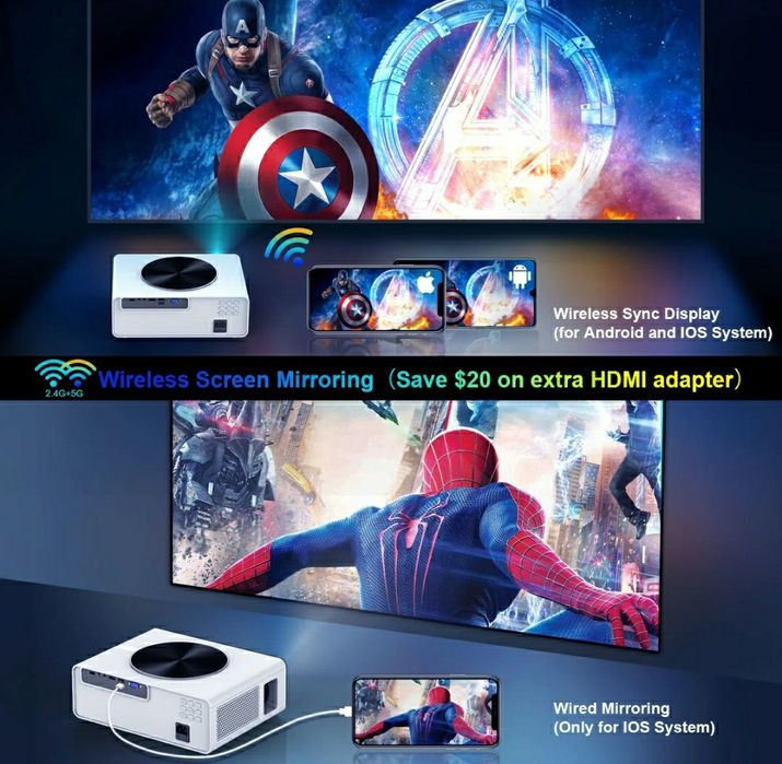 Projector led 9000 lumens + WiFi incorporado / NATIVA 1080P (NOVOS)