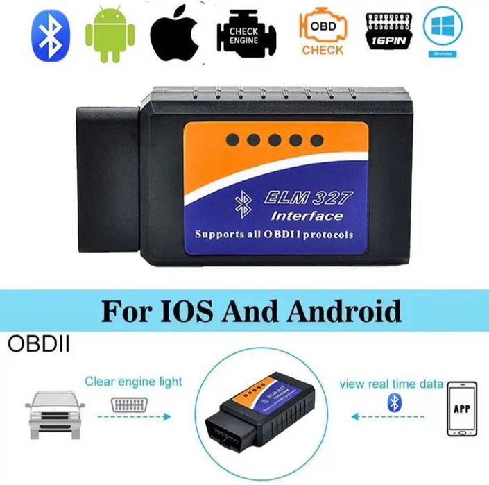 Сканер ошибок ELM327 OBD2 V2.1 для диагностики автомобиля,Bluetooth