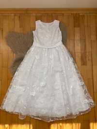 Biała sukienka rozm 146-152, 10-11 lat śnieżno biała