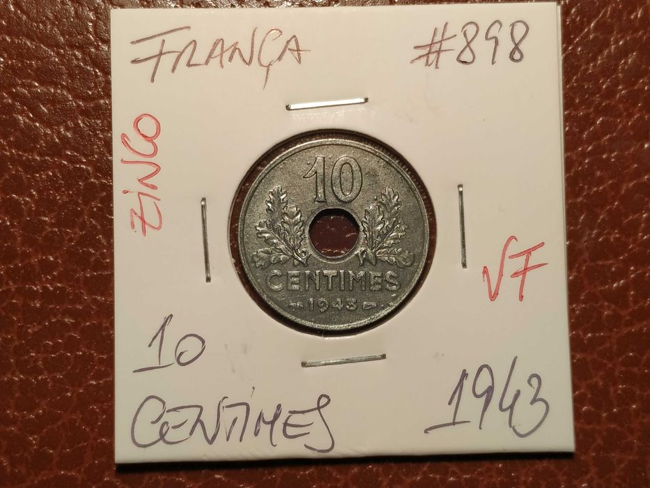229 França - moeda de 10 centimes de 1943 (em zinco) VF