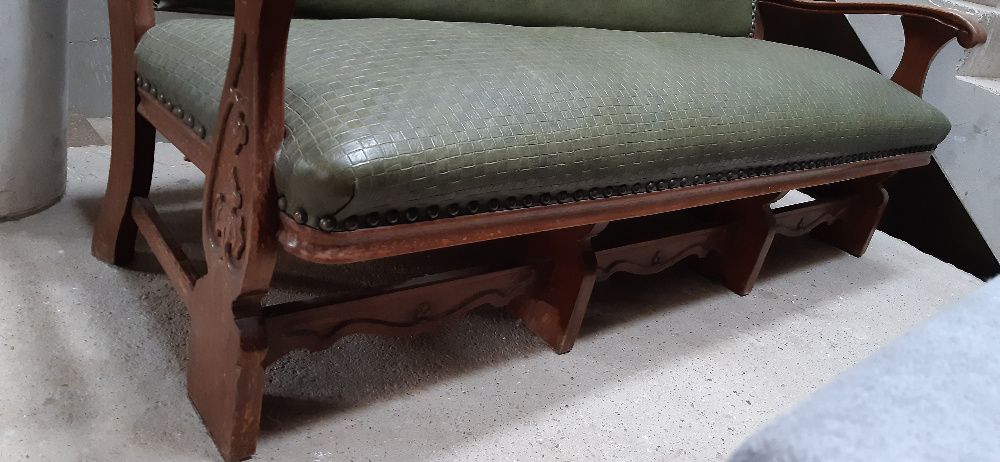 Sofa fotele zielona stylowa retro, vintage, rustykalna 175x55x100