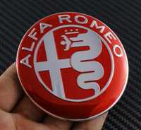 Nowy emblemat przyklejany Alfa Romeo 74mm znaczek czerwono srebrny