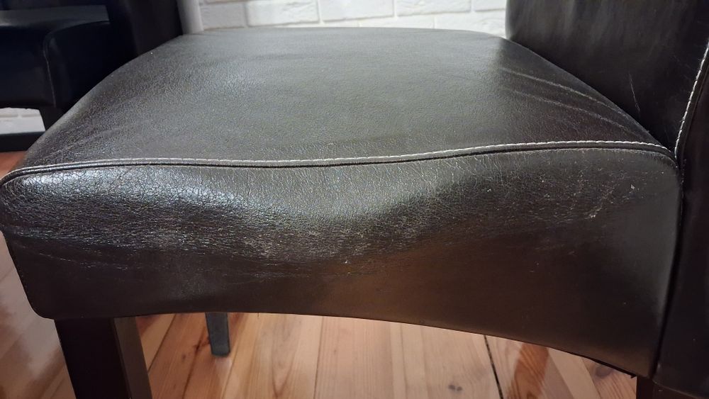 6 szt. Krzesło krzesła skóra brązowe wysokie