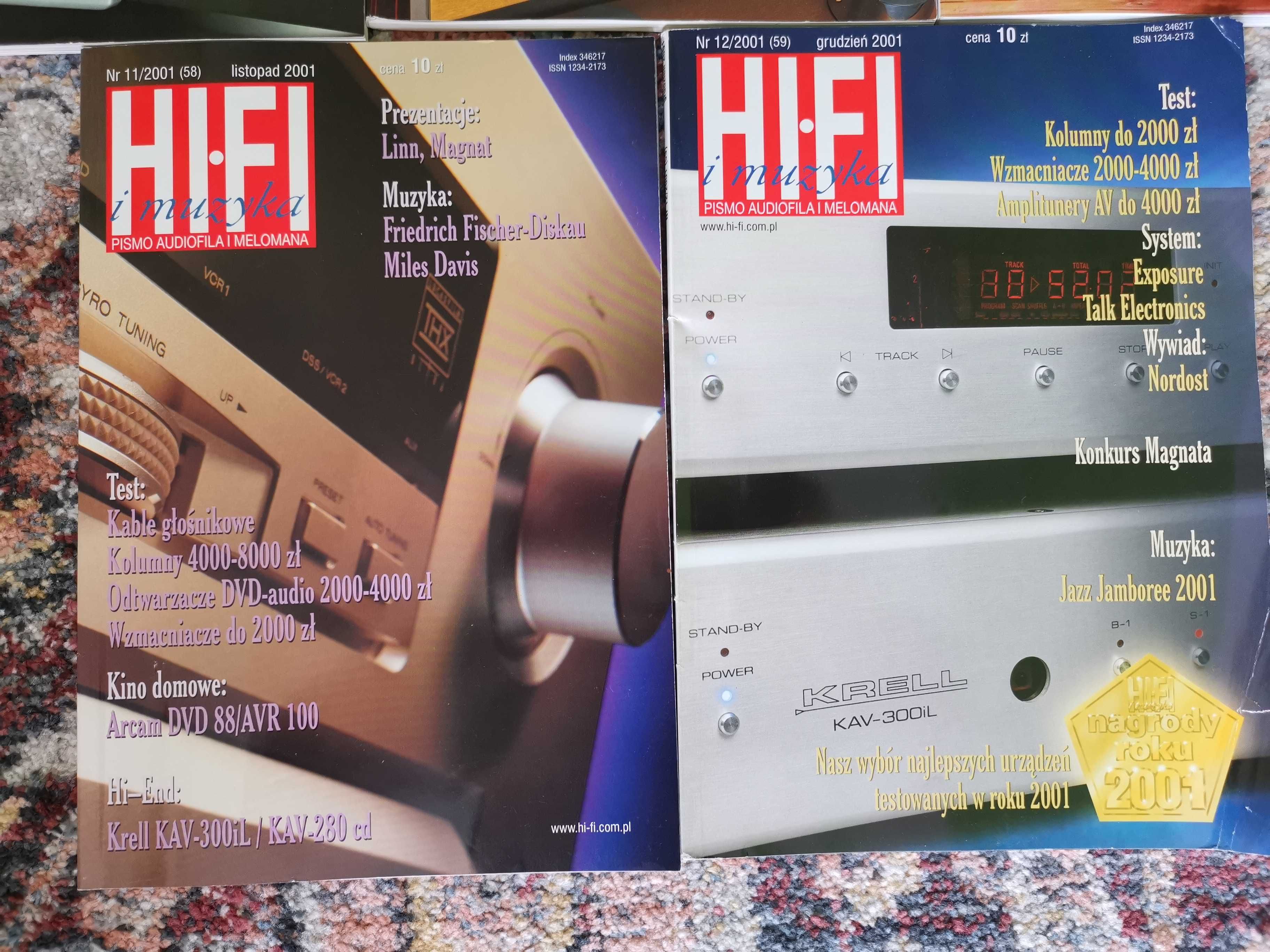 Gazeta czasopismo audio HI-FI i Muzyka 2001  Audio-Video 15 sztuk