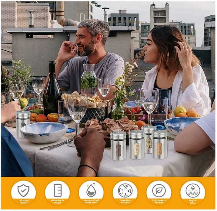 Zestaw słoiczków na przyprawy 12 SZT SZKŁO + STAL NIERDZEWNA