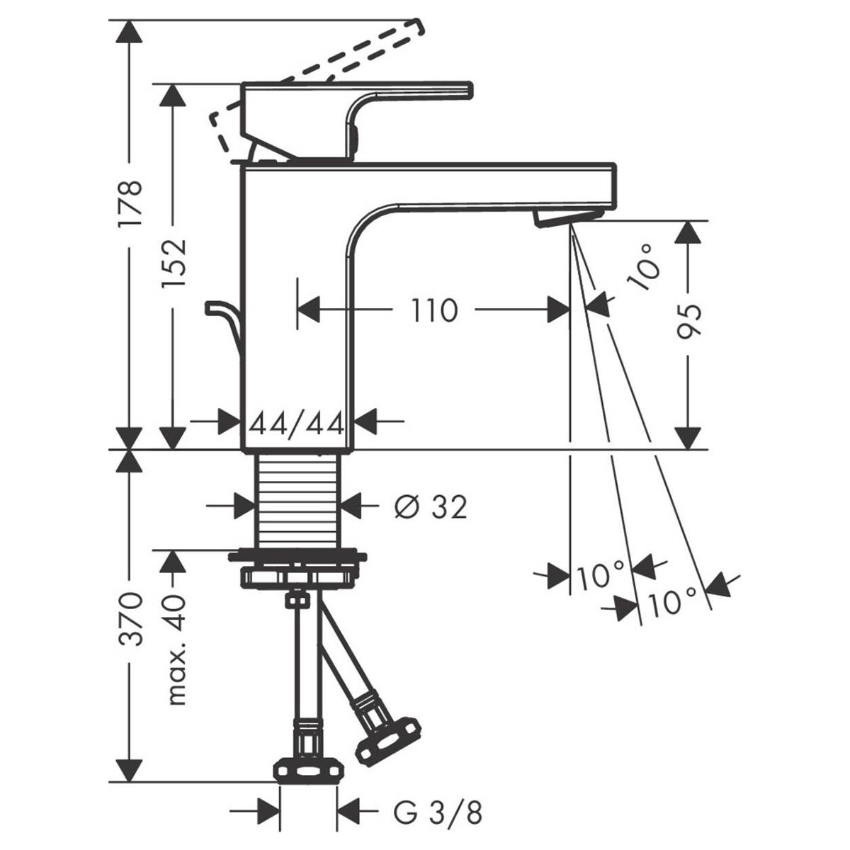 Змішувач для раковини з д/к HANSGROHE VERNIS SHAPE (71561670)