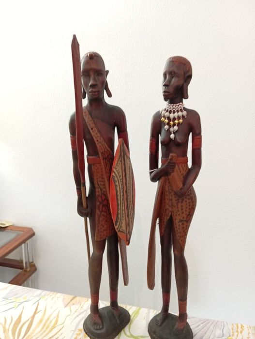 Casal artesanato africano,novo.