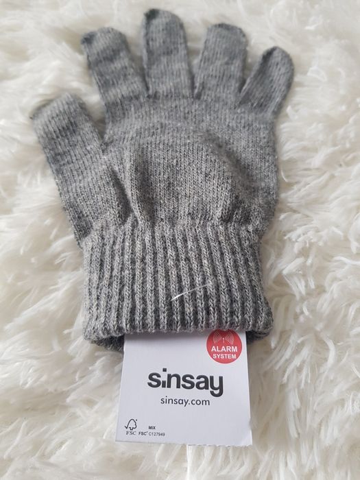 Szare rękawiczki NOWE Sinsay preppy academic style college uniform