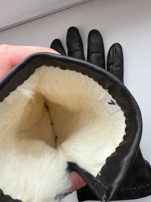 Жіночі шкіряні рукавички на натуральному хутрі (р.7)